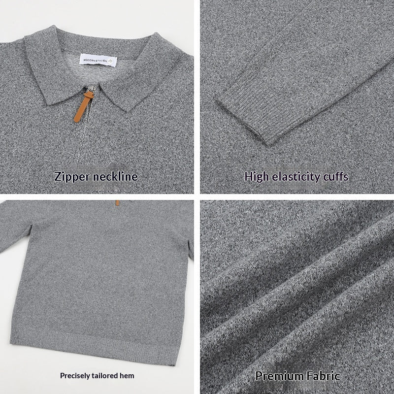 Pull à mailles Lapel avec une demi-zip Et des manches longues pour les hommes