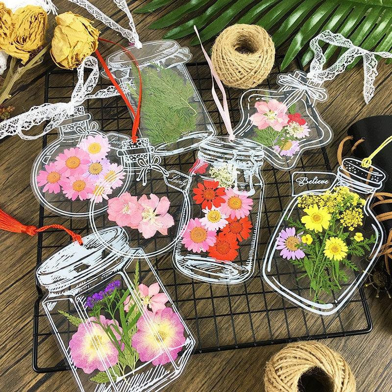 Signets de fleur séchée culturelle et créative Matériaux de bricolage faits à la main Fleurs pressées Transpa