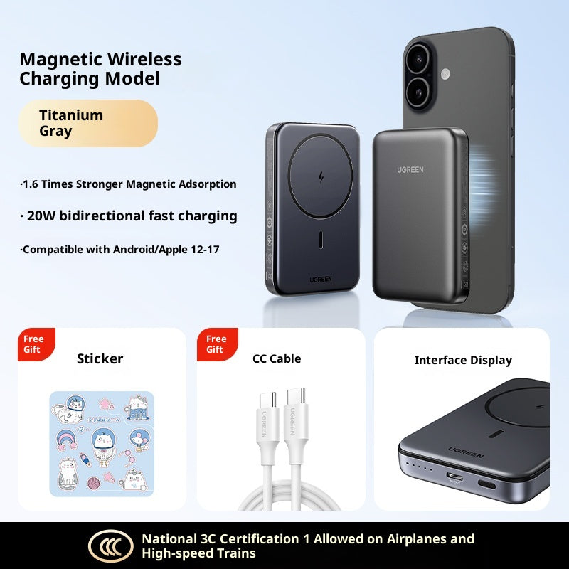 Banque de puissance sans fil magnétique ultra-mince Compact Portable