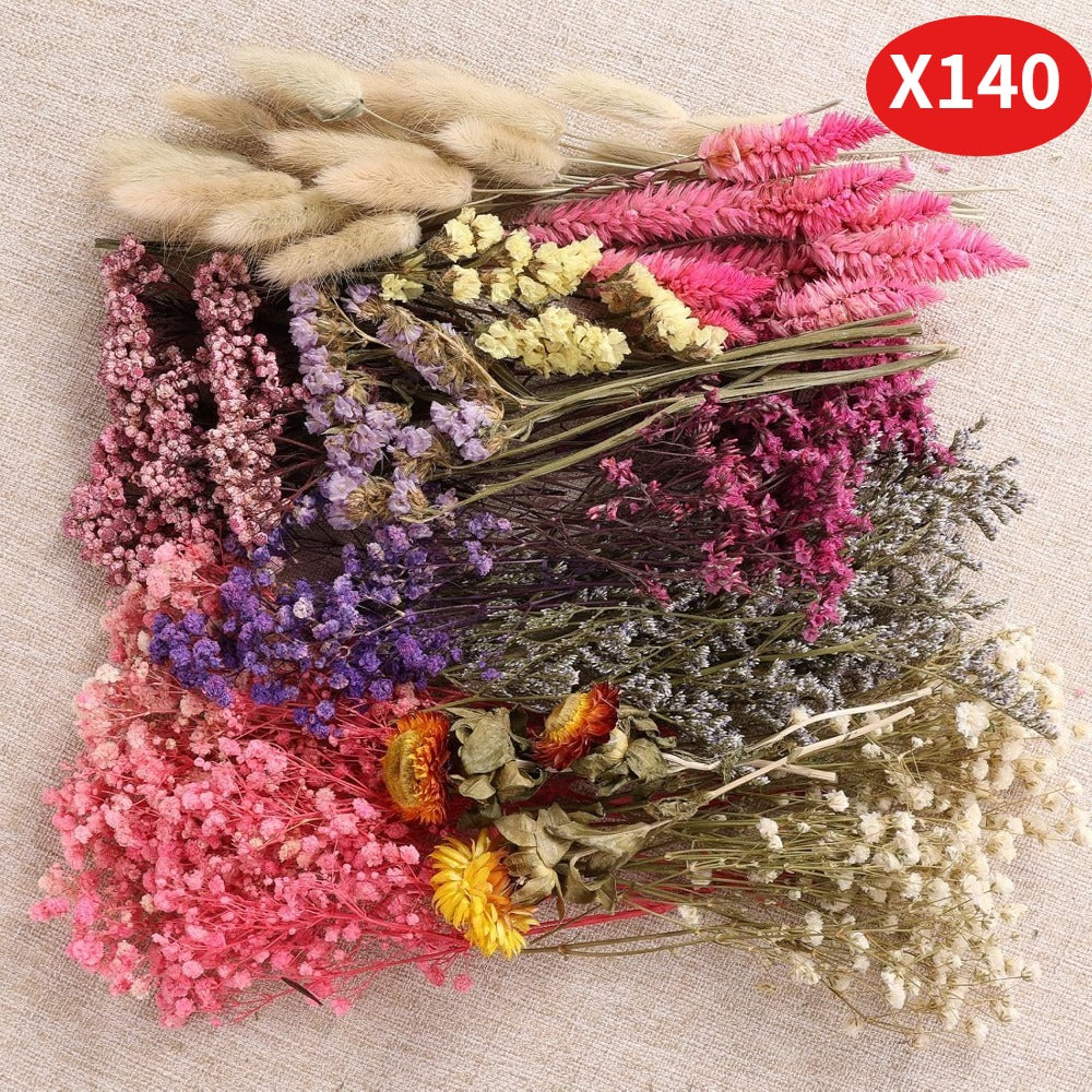 Ensemble de 140 Mini fleurs séchées dans des nuances de rose