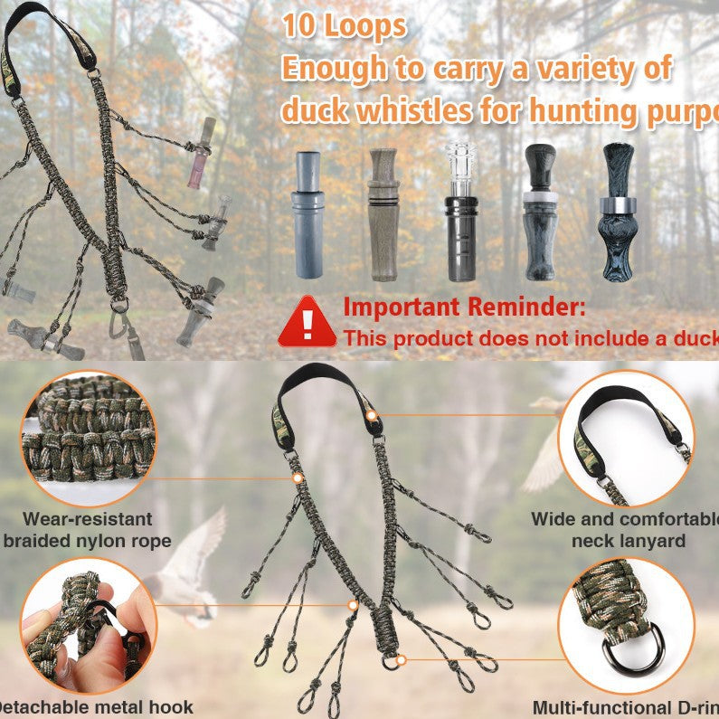 Tactical extérieur 12-Ring collier collier Canard Call Lanyard portable multi-fonctionnel W