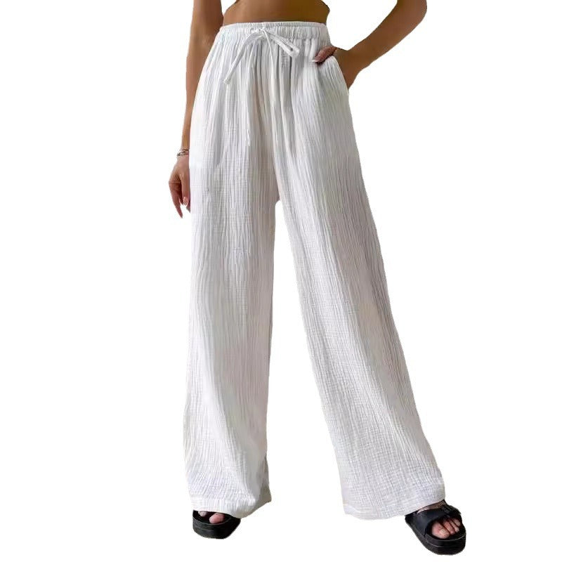 L'Europe et les États-Unis Amazon Fashion Women's Elegant Joker Elastic Casual Solid Col