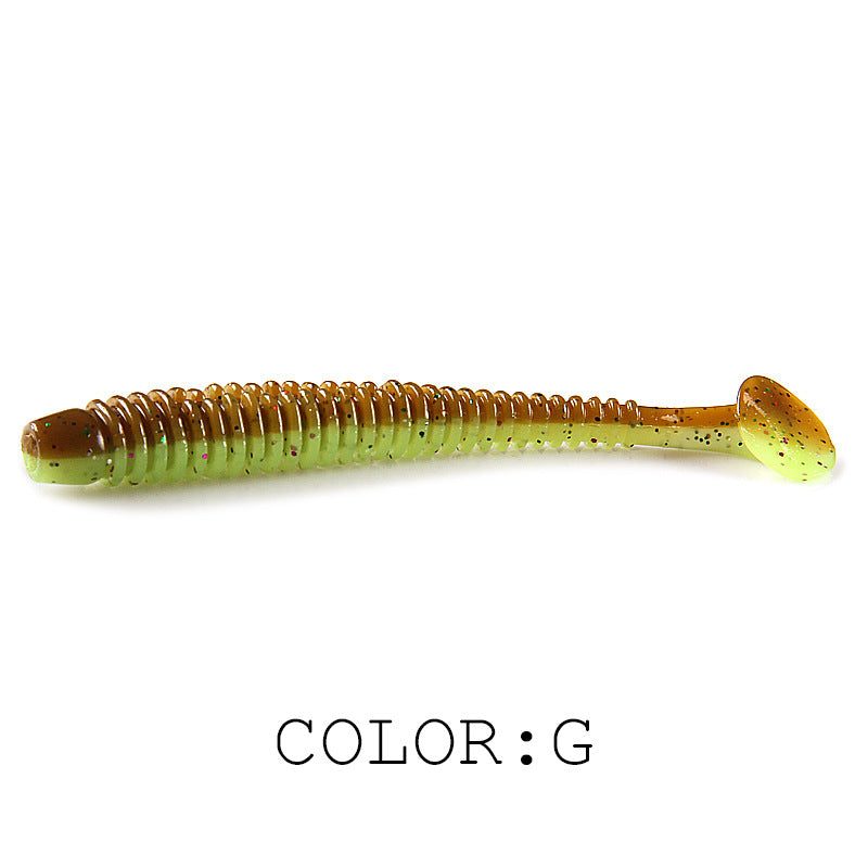 Luya Soft Fish Bait Thread T Tail Double Couleur avec sel