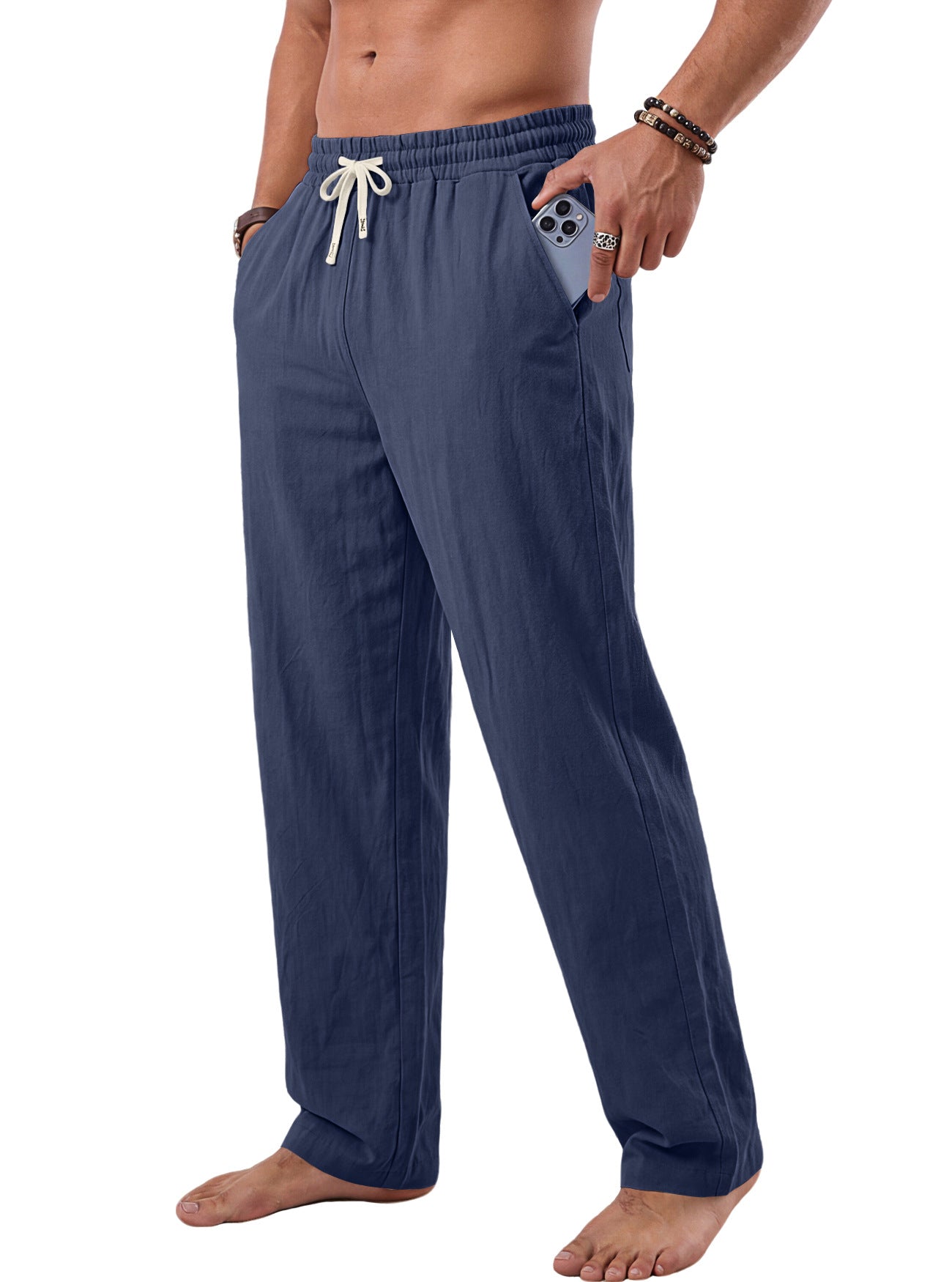 Pantalons en coton lavés, de style américain pour hommes