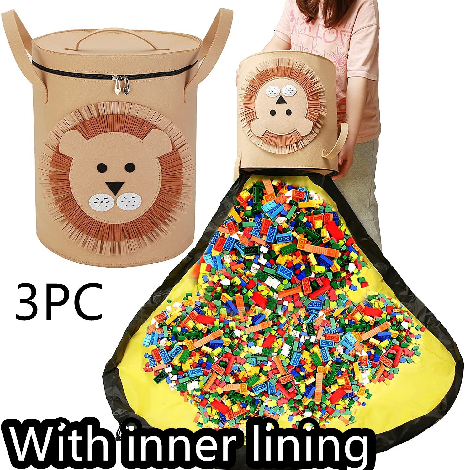 Sac de rangement feutre Toy Play Mat 2 en 1 Pull Rope