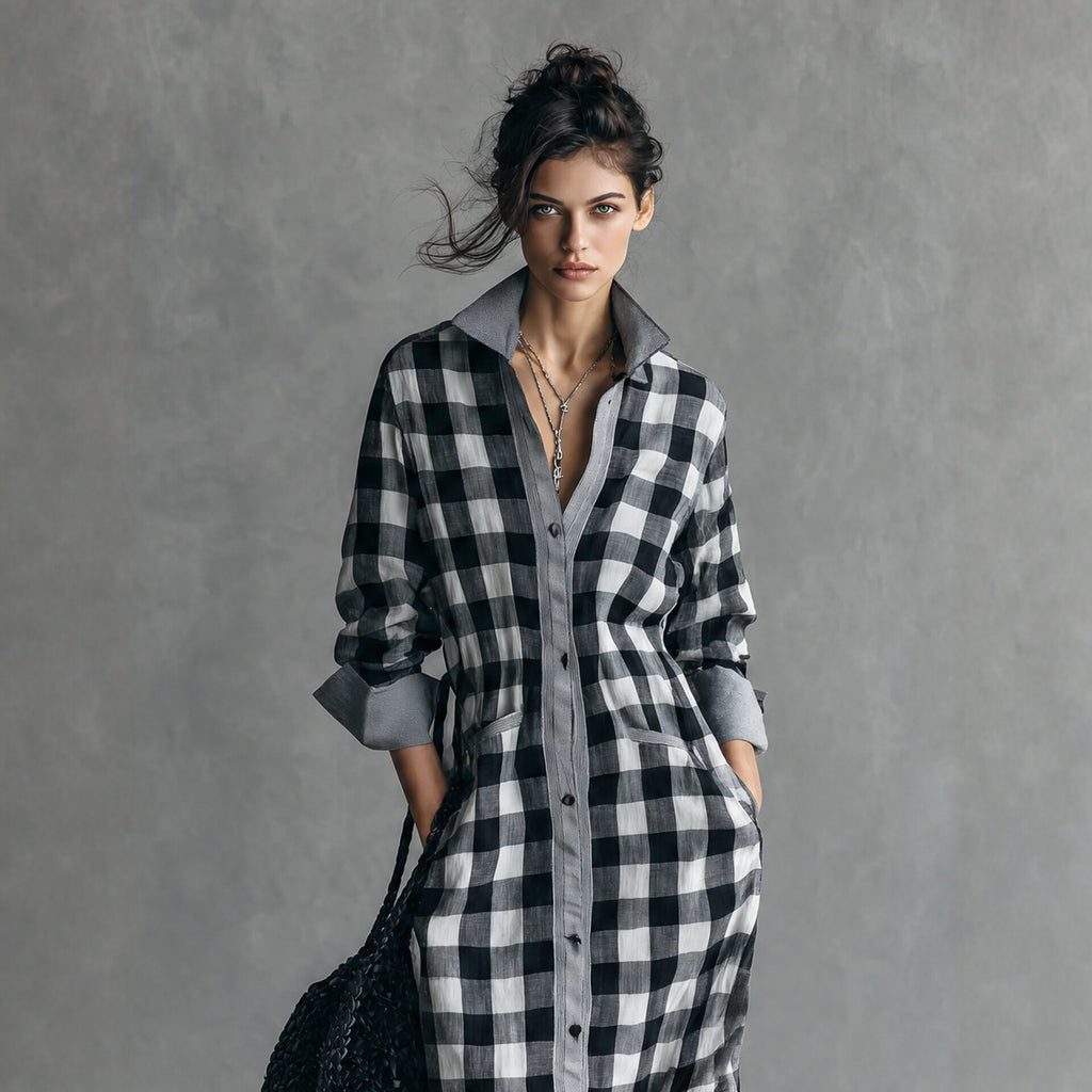 Robe de chemise à manches longues pour femmes