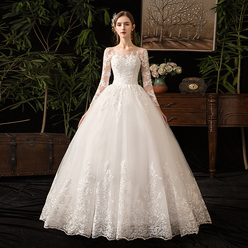 Robe de mariée primaire style français manches longues