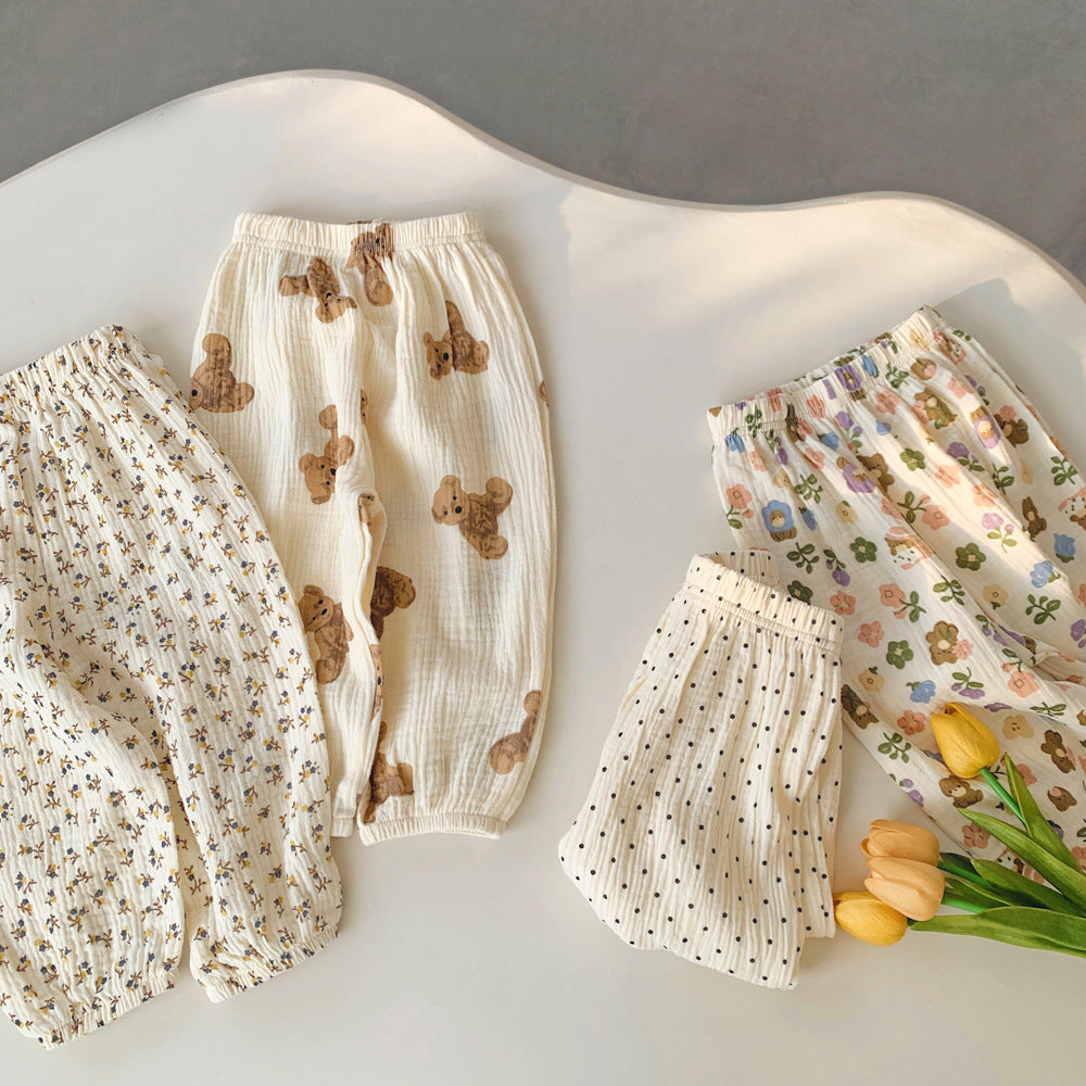 Style coréen bébé anti-moustique pantalons minces pantalons en coton
