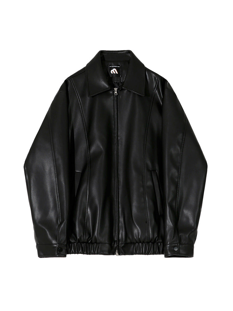 Manteau en cuir écailles mâle Polo col Top