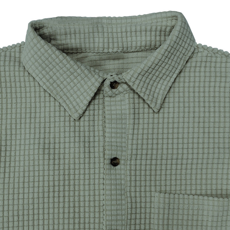 T-shirt homme simple à couleur solide avec waffle-weave
