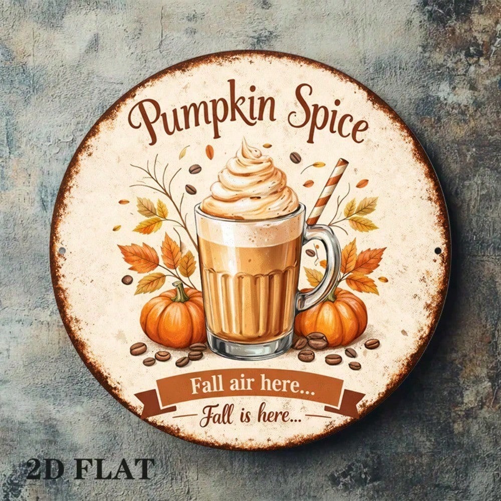 Vieille citrouille Spice Latte Ronde Panneau Retro Autumn Wall Decor