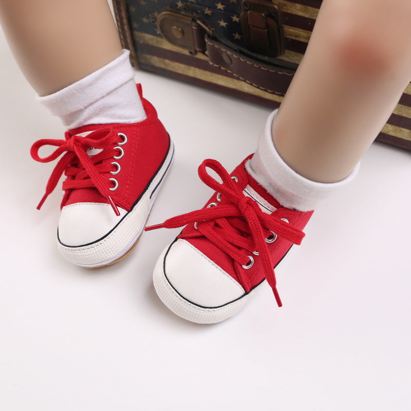 Semelle en caoutchouc antidérapante Homme et femme Bébé Lacing Casual Sports Chaussures pour tout-petit