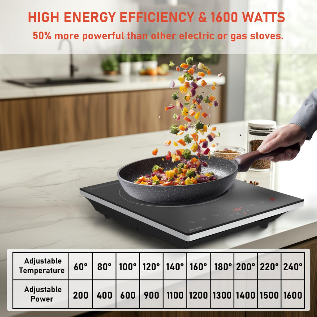 Cuisinière à induction de panneau en cristal noir 2200W