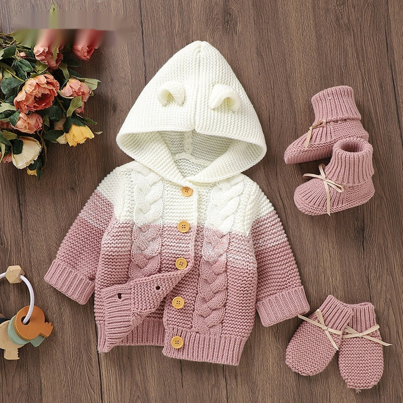 Vêtements de dessus à capuche à câblodistribution pour bébé
