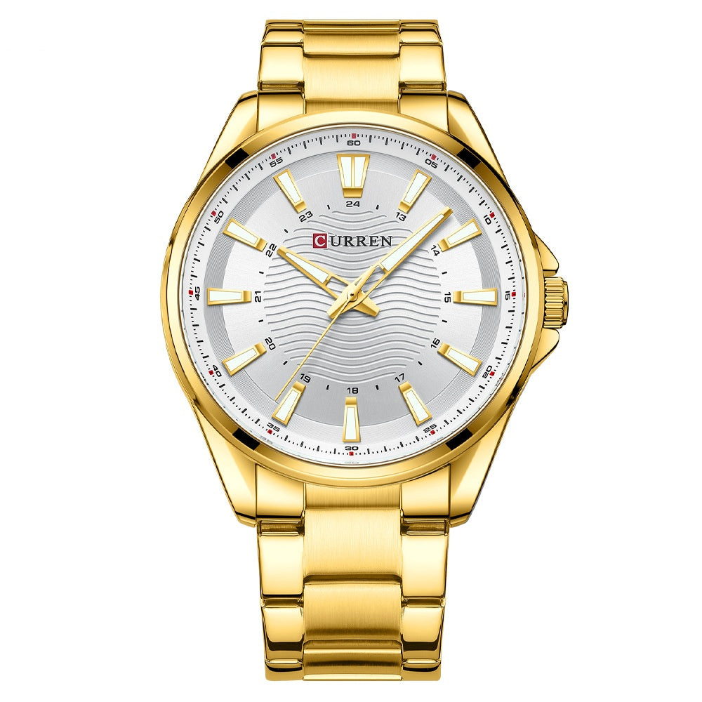 Men's Round Waterproof Simple Steel-Strap Watch