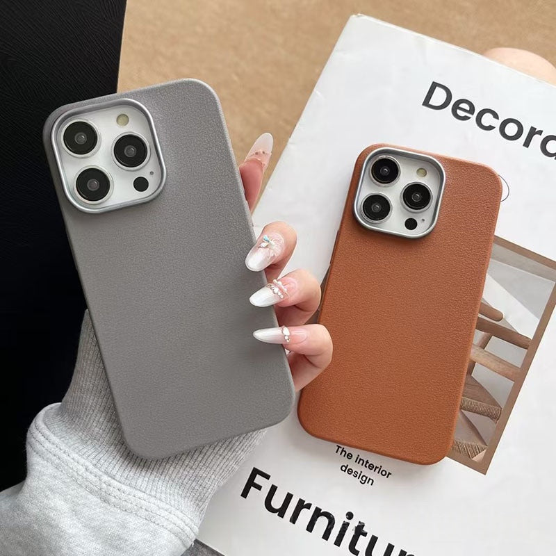 Cas de téléphone d'arrivée le plus vendu Plain cas en cuir en couleur solide