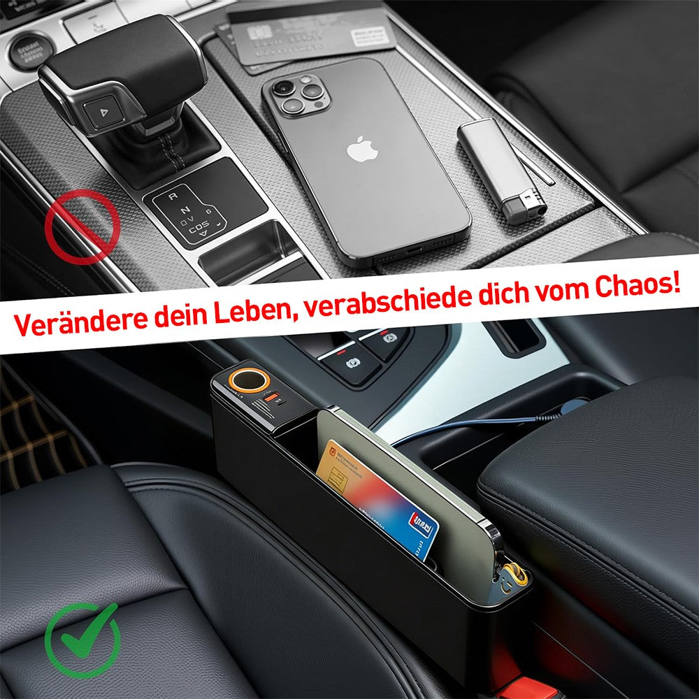 Siège de voiture Gap Filler Boîte de rangement de poche Organisateur avec câble de recharge double pour les clés de téléphone W
