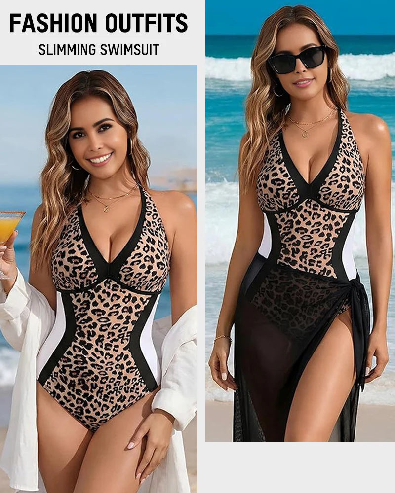 Couleur Bloc Tummy Control Maillot de bain monopièce