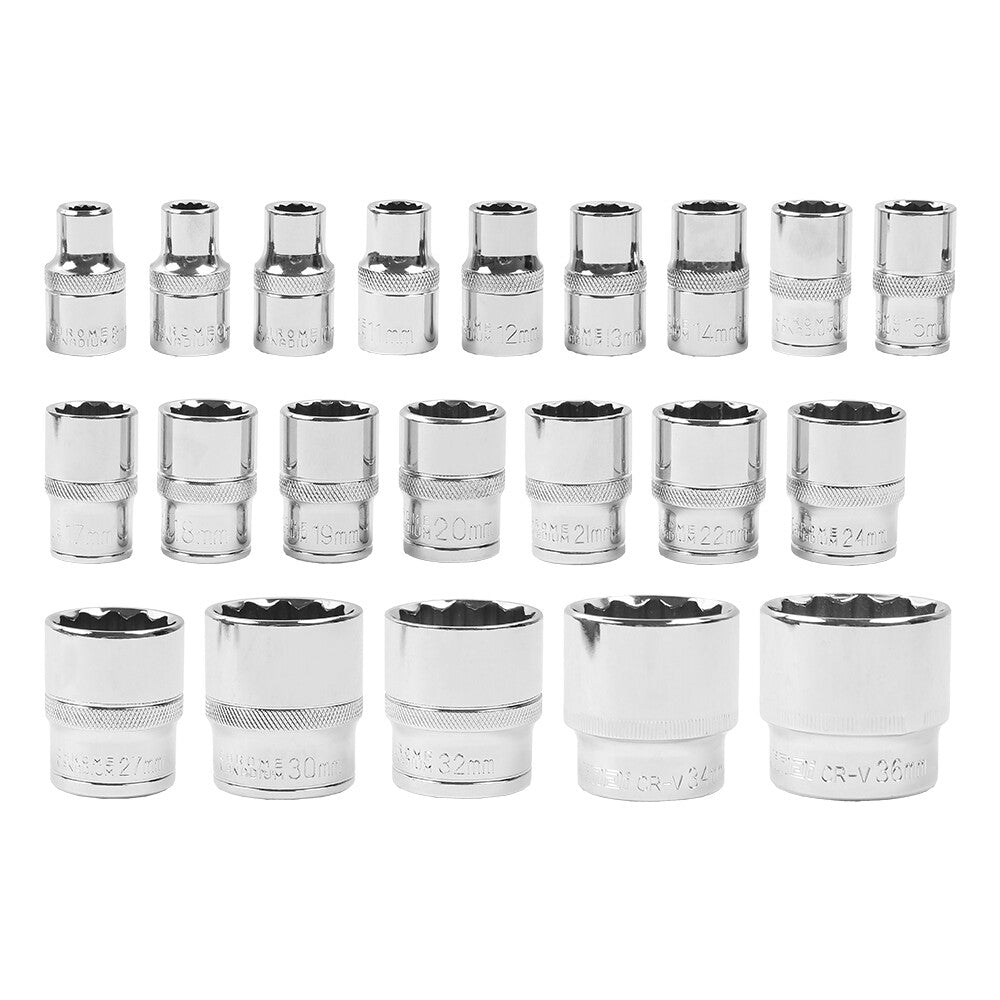 21-Piece Multi-Tooth Set 12-Point Spline Socket Wrench Set 8-36mm