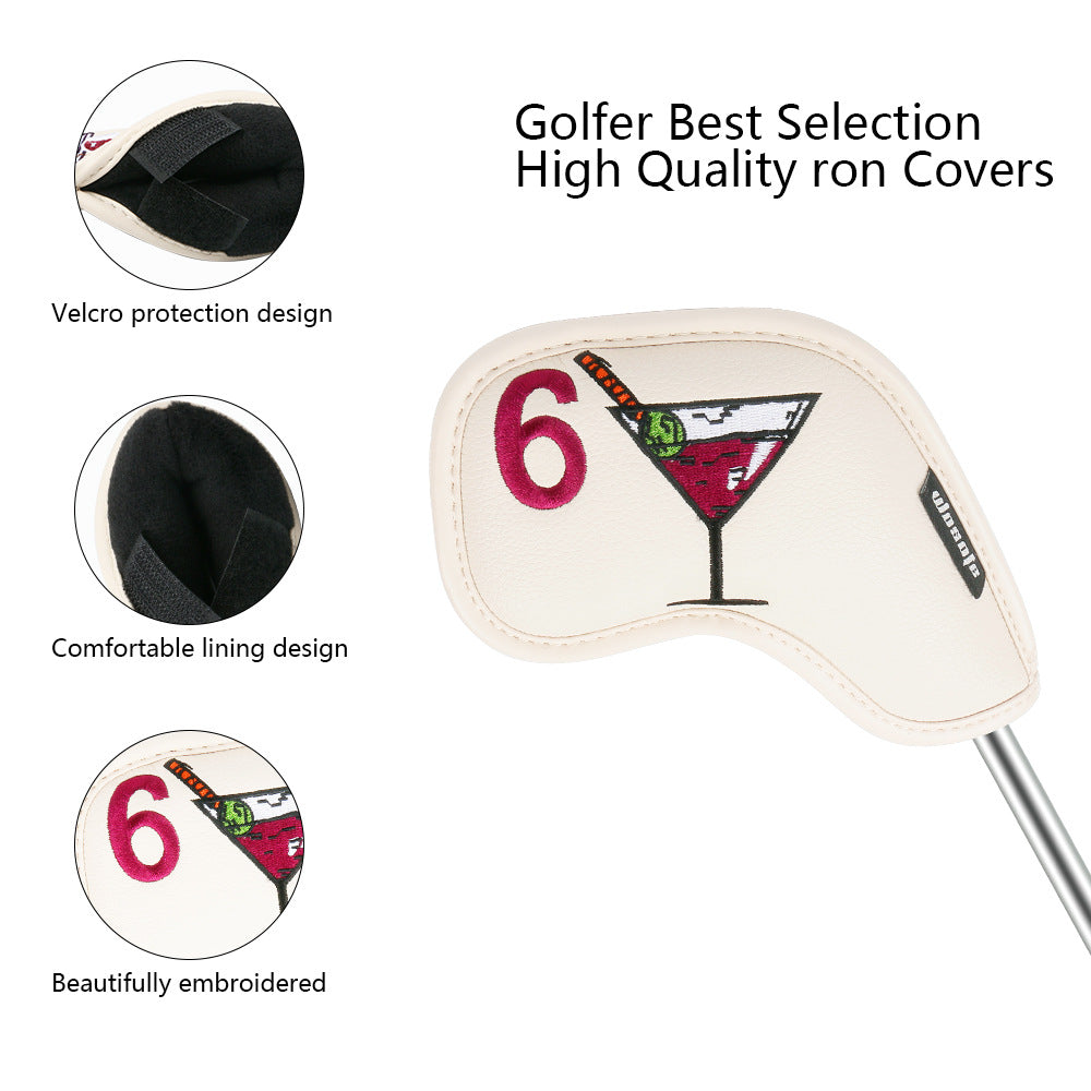 Golf Iron Rod Sleeve Ball Arm Cap en verre de vin Motif haut de gamme Pu Rod Head Protective Cover