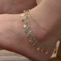 Double couche ultra scintillante Shell Tassel Delicate Anklet