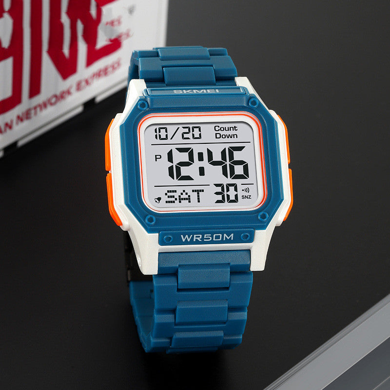 Montre électronique pour hommes en plein air lumineux Sporty et imperméable pour les étudiants
