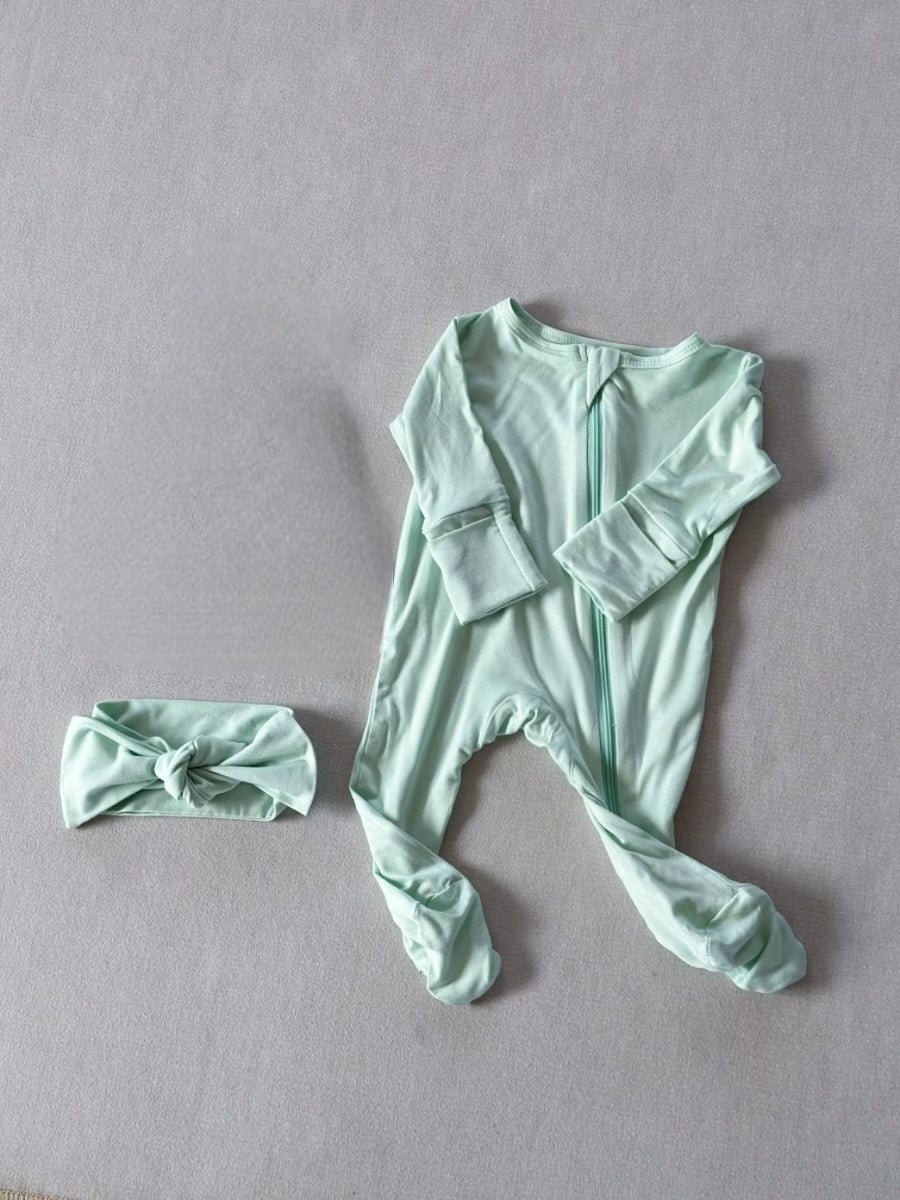 Bébé pied Zip-up Romper Onesie