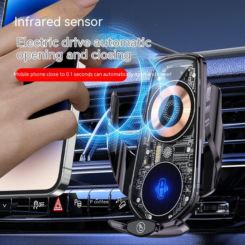 Transparent et Creative Line Design Car Chargeur sans fil Support de téléphone mobile Op automatique