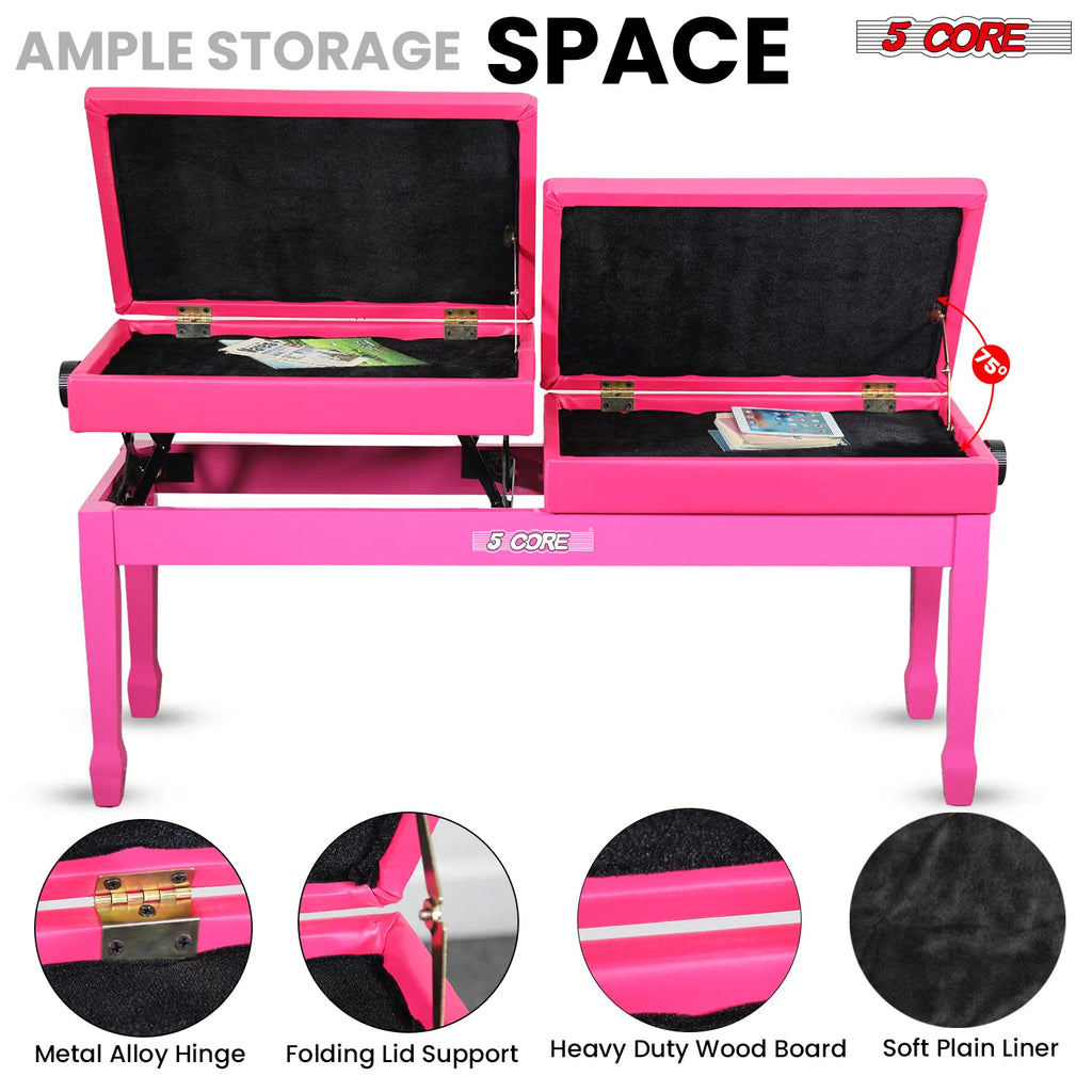 5 Core Duet Piano Banc 3.5 pouce rembourré Tabouret Coussiné Chaise Musicienne en bois lourd w