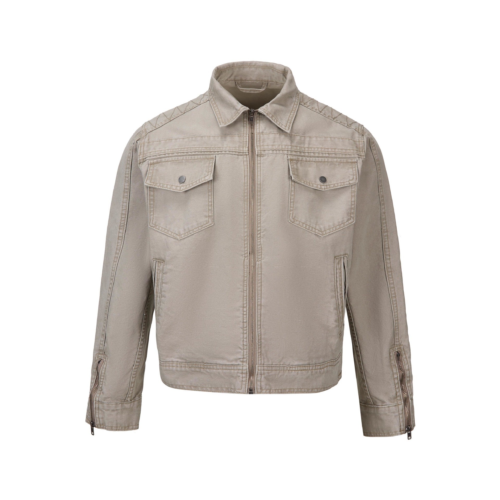 Veste de travail lavée courte zippée rétro