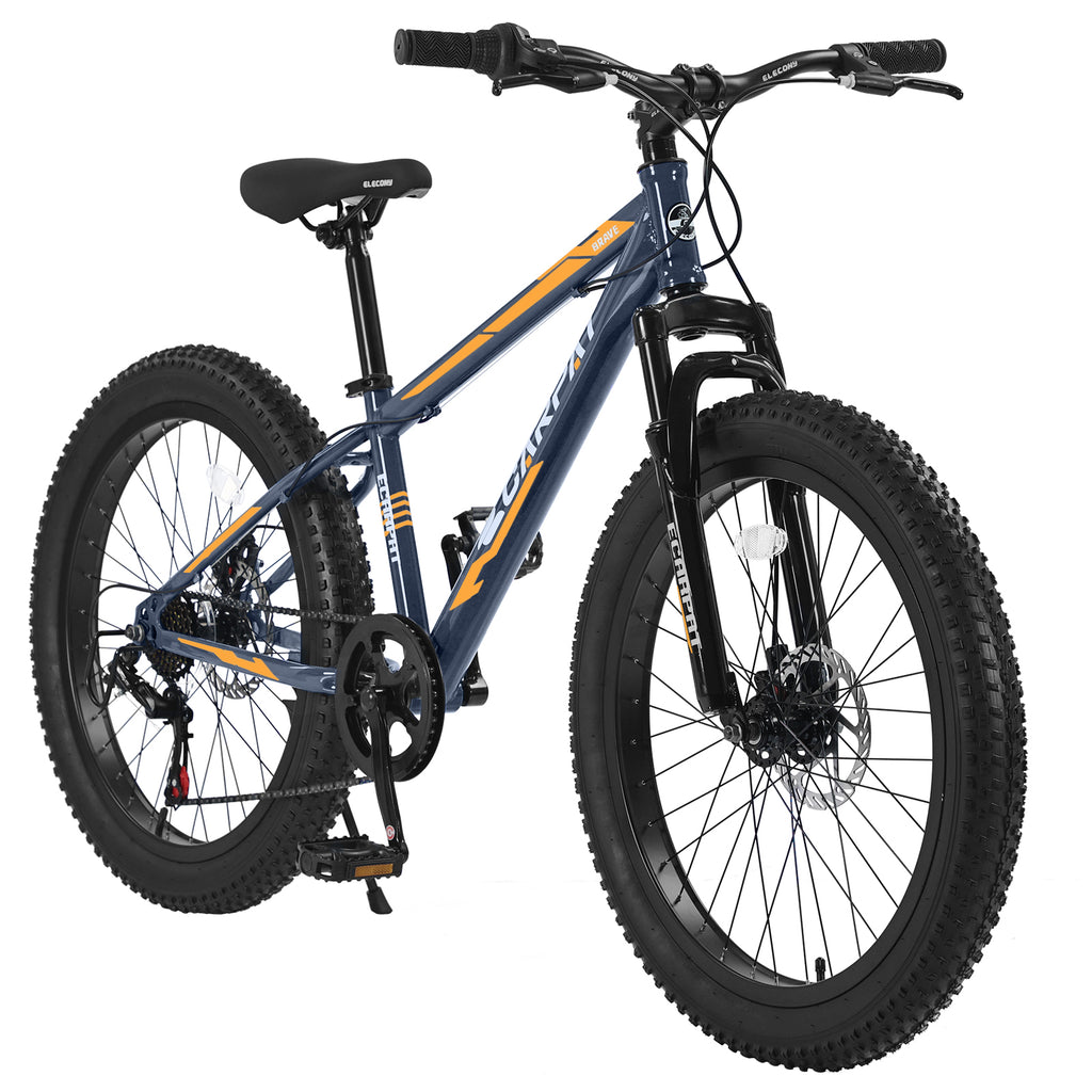 S24109 Élecony 24 pouces Fat Tire Bike Youth Full Shimano 7 vitesses VTT