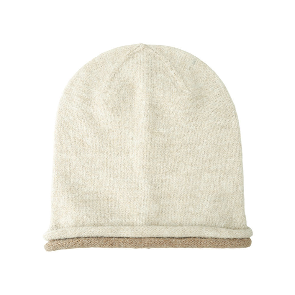 Femmes Hiver Hem à deux rangs Colorblock Cashmere Knitted Bonnet
