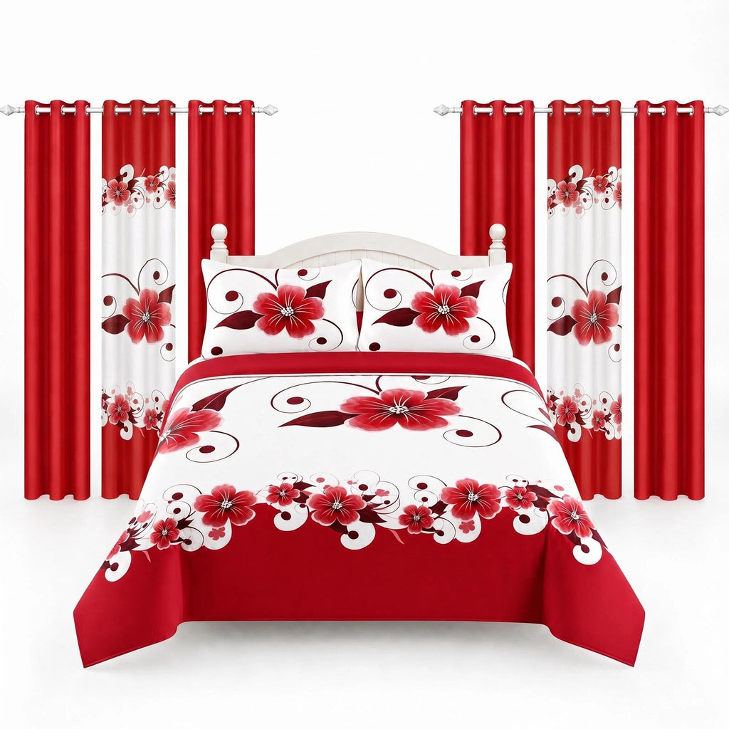 9-Piece rouge et blanc Gardenia Couvercle de couverture pour la Reine