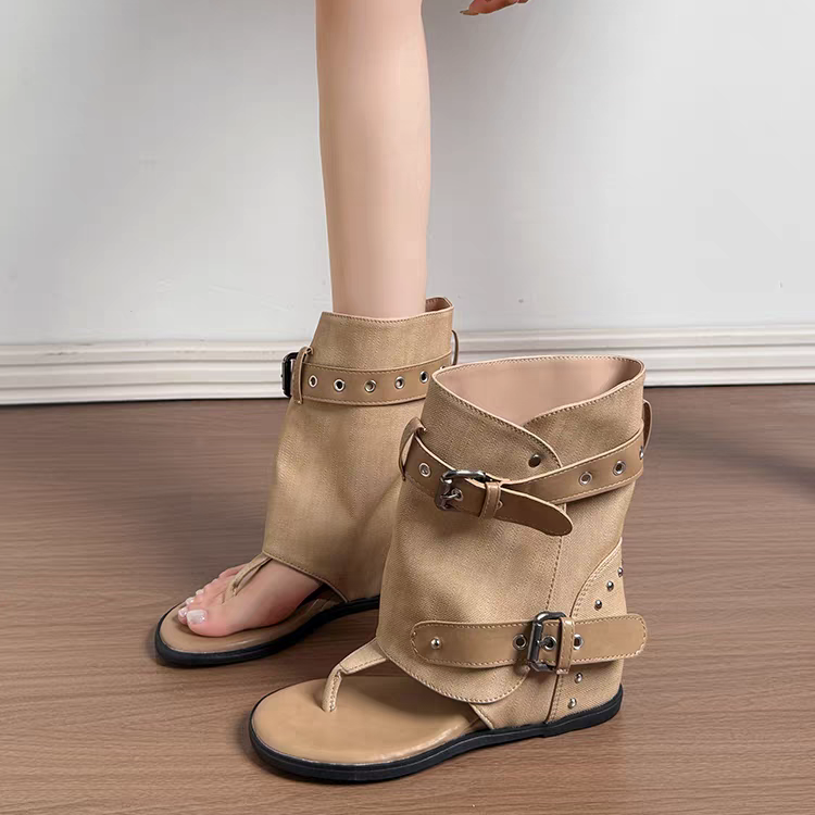 Femmes Edgy Y2K Punk Wrap Cuff Boot Sandales Matching Casual Daily