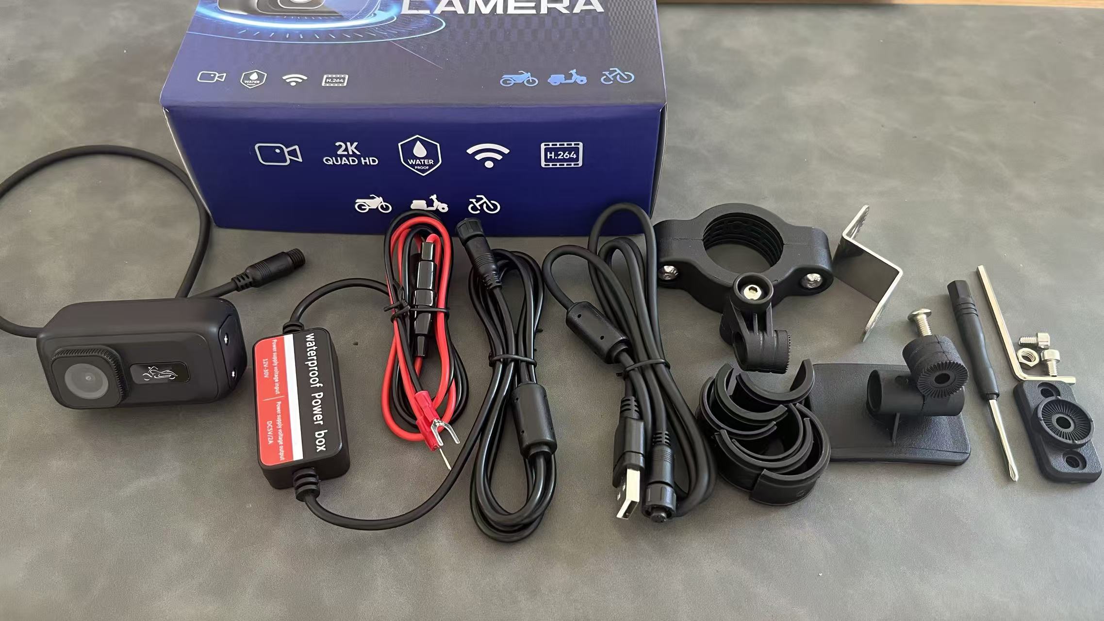 2K Moto Dash Cam Outdoor Riding Caméra de sport étanche pour vélos électriques