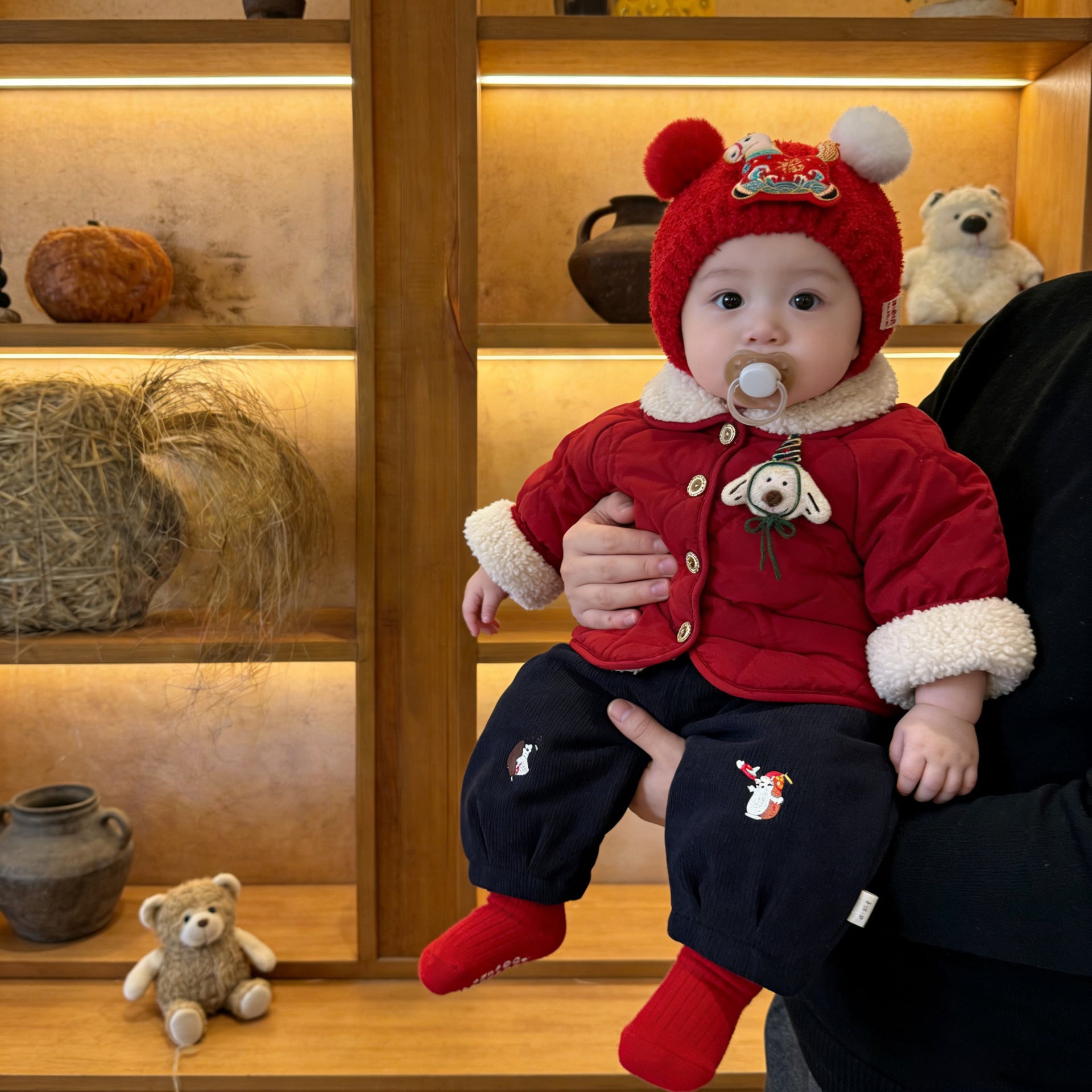 Garçons Red Year Outfit Set Hiver Super mignon rembourré