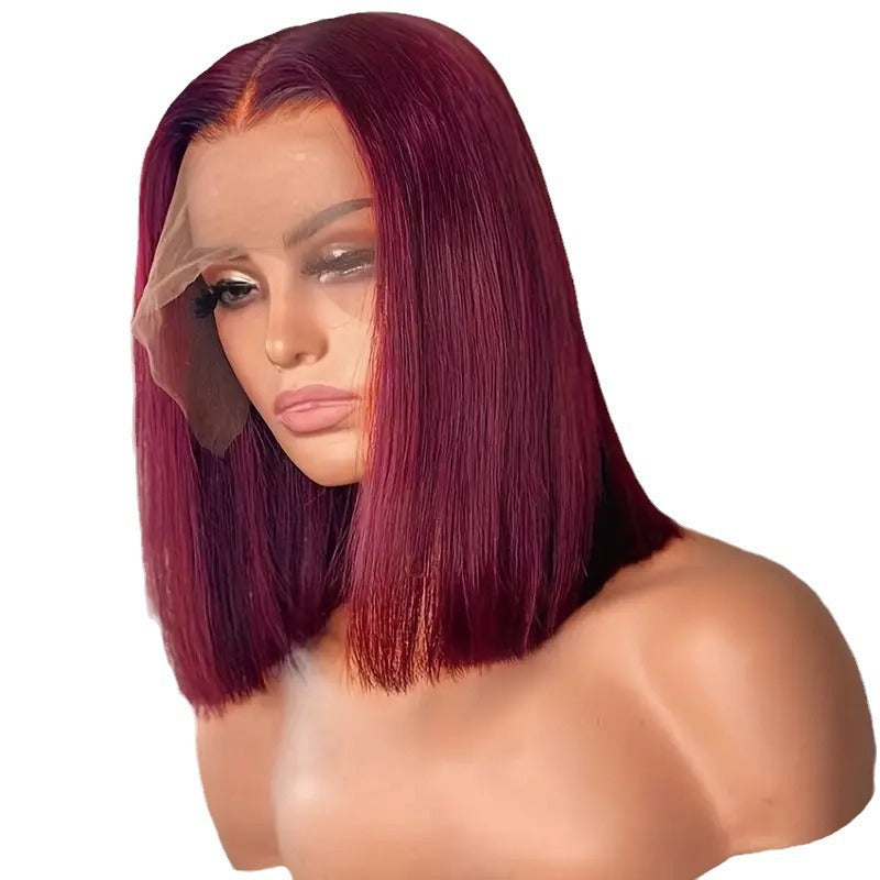 Shangqian Lace Trim Golden Middle Parted Bangs Perruque pleine tête
