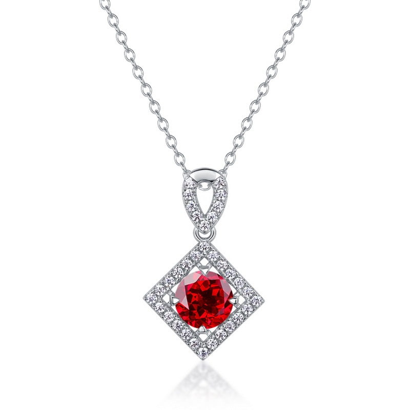 S925 Collier rubis en lab-grogn Sterling Silver