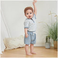 Bébé Garçon Vêtements d'été Bouton manches courtes Romper Bodysuit Short Set Infant Soft Waffle