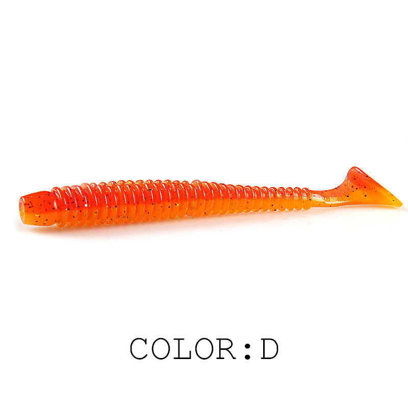 Luya Soft Fish Bait Thread T Tail Double Couleur avec sel