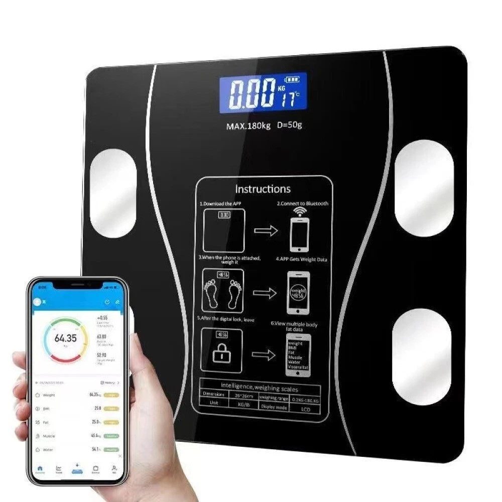 Body Fat Scale 180 Kg Bluetooth Smart BMI échelle de salle de bain sans fil numérique