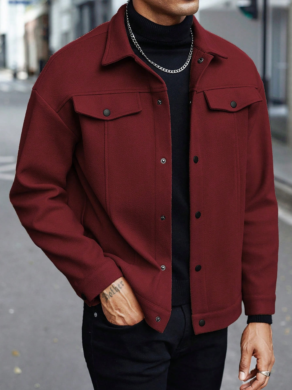 European And American Amazon Temu Autumn And Winter Style Homme Woolen Lapel Jacket Casual