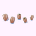 Stickers Nail Acrylique Français 24 Pièces de Court Carré avec Rhins en 3D