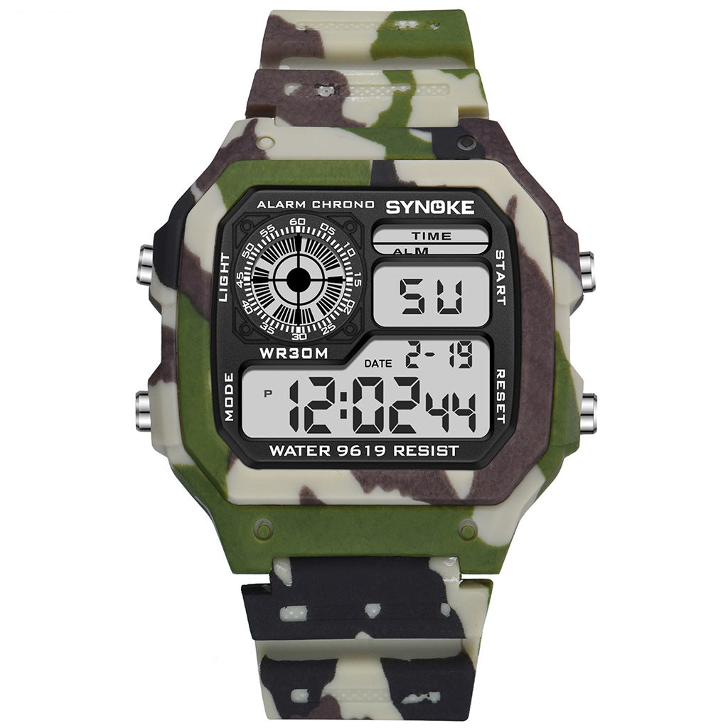 Montre électronique Sept Couleurs Noctilucent Imperméable Sports Hommes