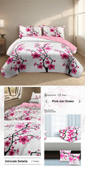 Set de patch à 5 pièces en fleur rose avec 2 shams d'oreiller assortis et 2 housses d'oreiller décoratives