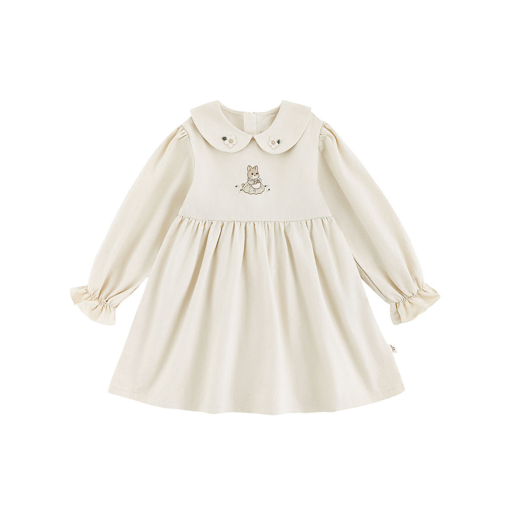 Robe de lapin brodée à manches longues en coton pur