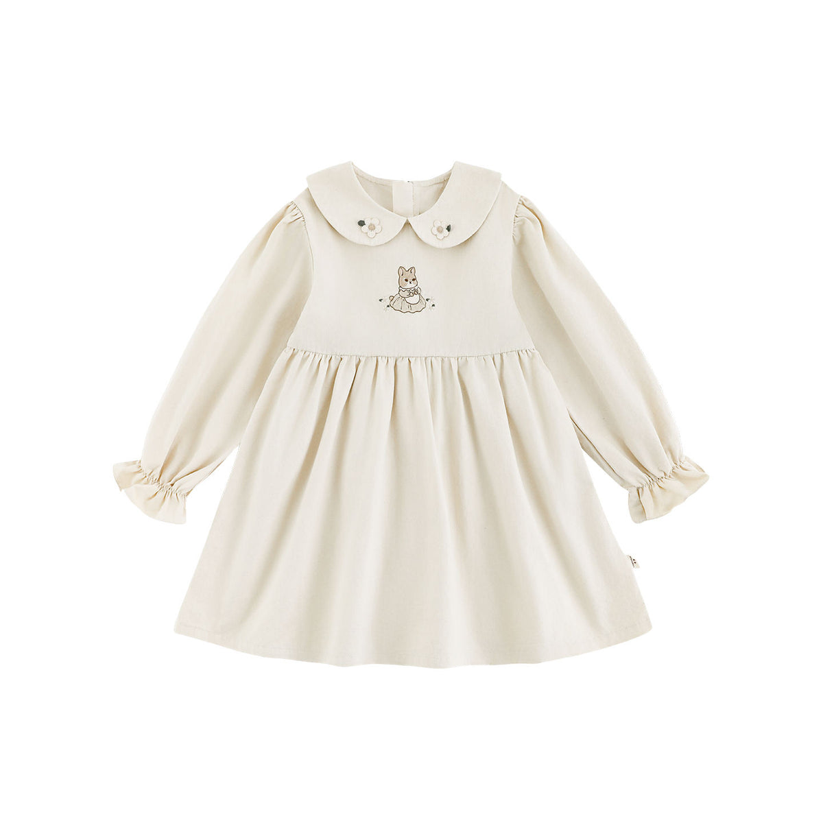 Robe de lapin brodée à manches longues en coton pur