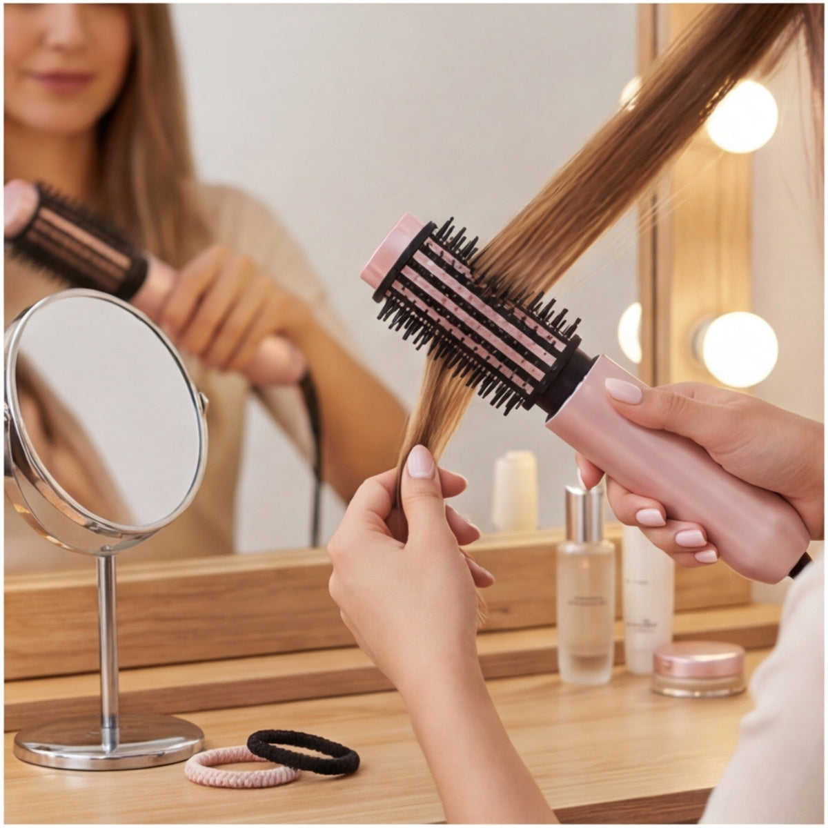 Brosse de lissage des cheveux en or rose - Brosse de lissage pour soins quotidiens et cheveux droits