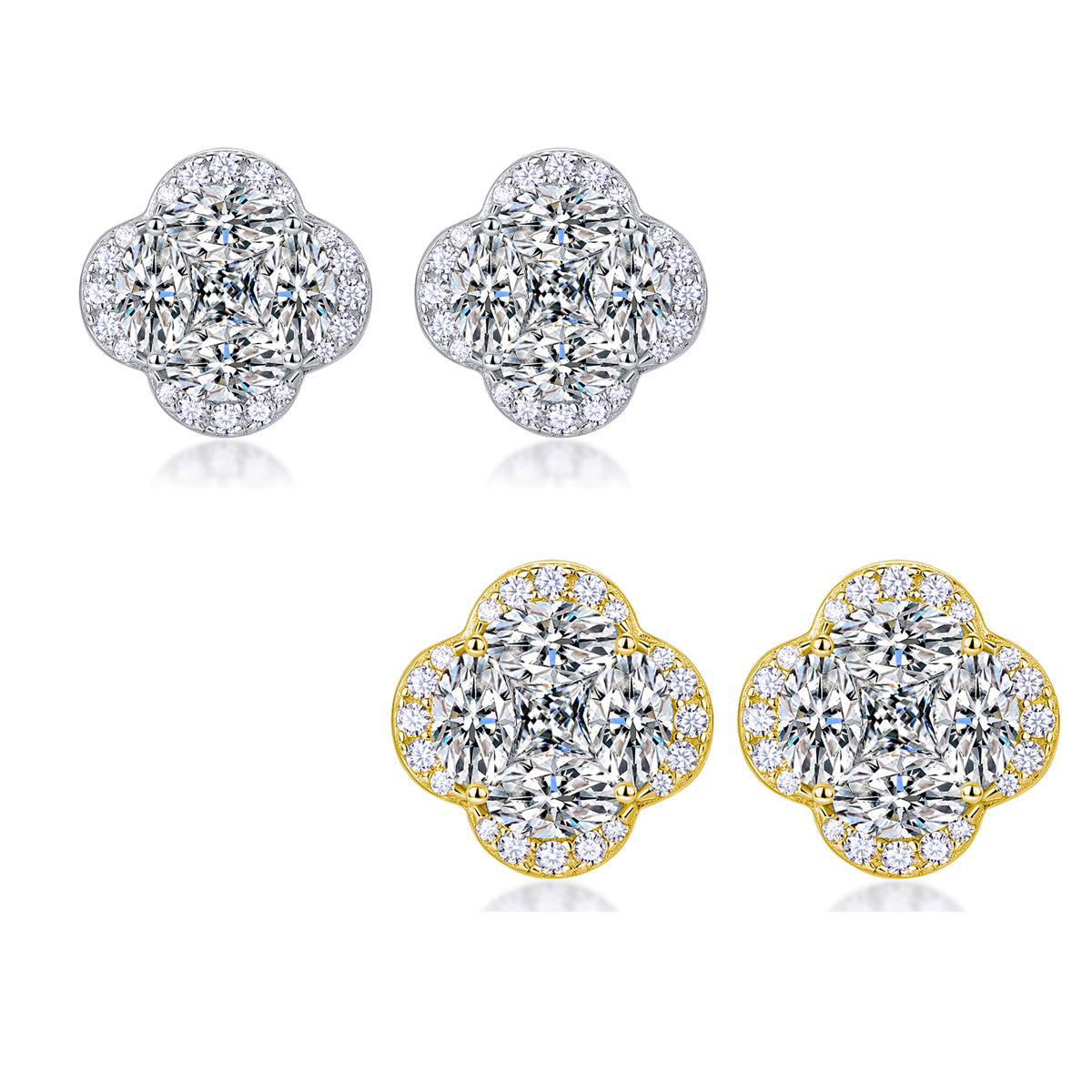 S925 Sterling Silver Four-Leaf Clover Earrings