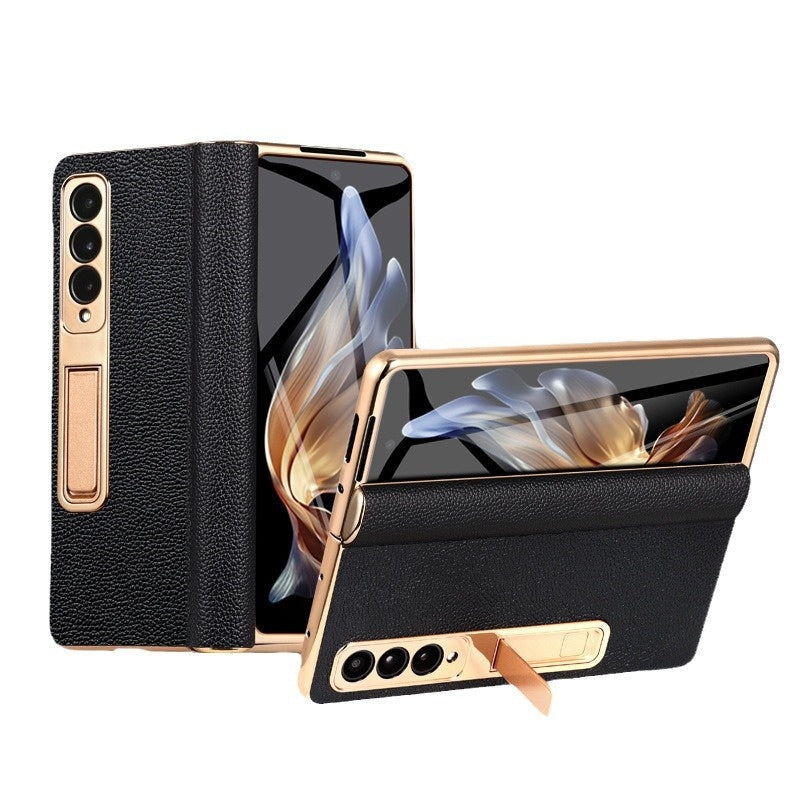Étui de téléphone en cuir véritable F pliable écran amélioré anti-chute